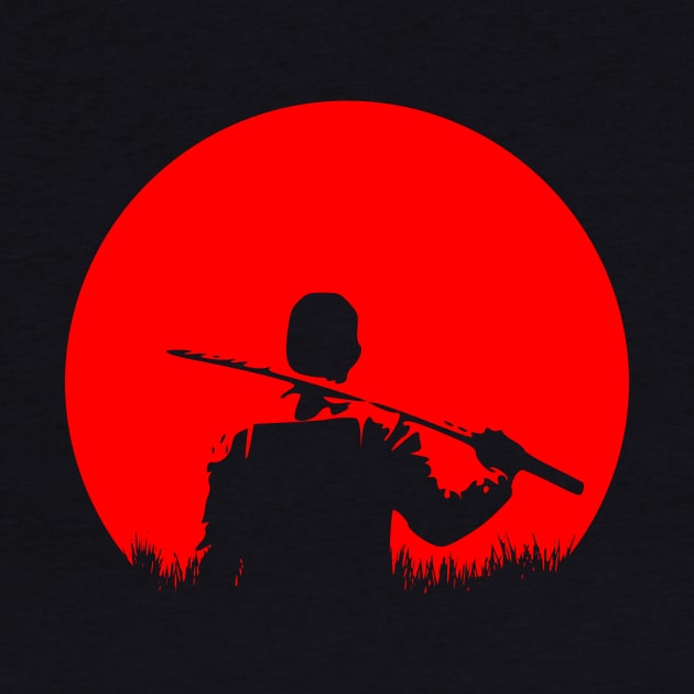 Japanese flag design with a modern samurai by artirio